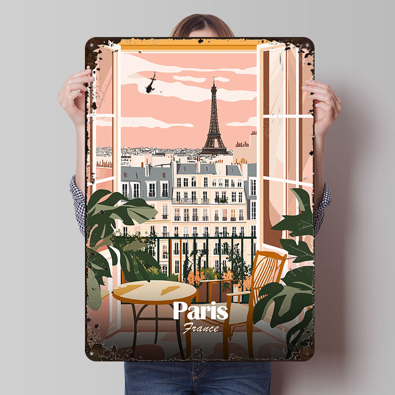 Men'S Accessories Paris - Metalowy plakat z widokiem na balkon