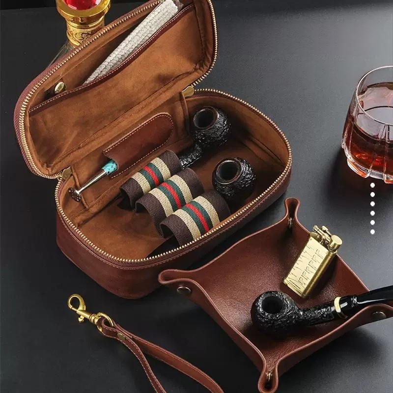 Men'S Accessories Organizer Tray - Etui na fajkę z prawdziwej skóry,