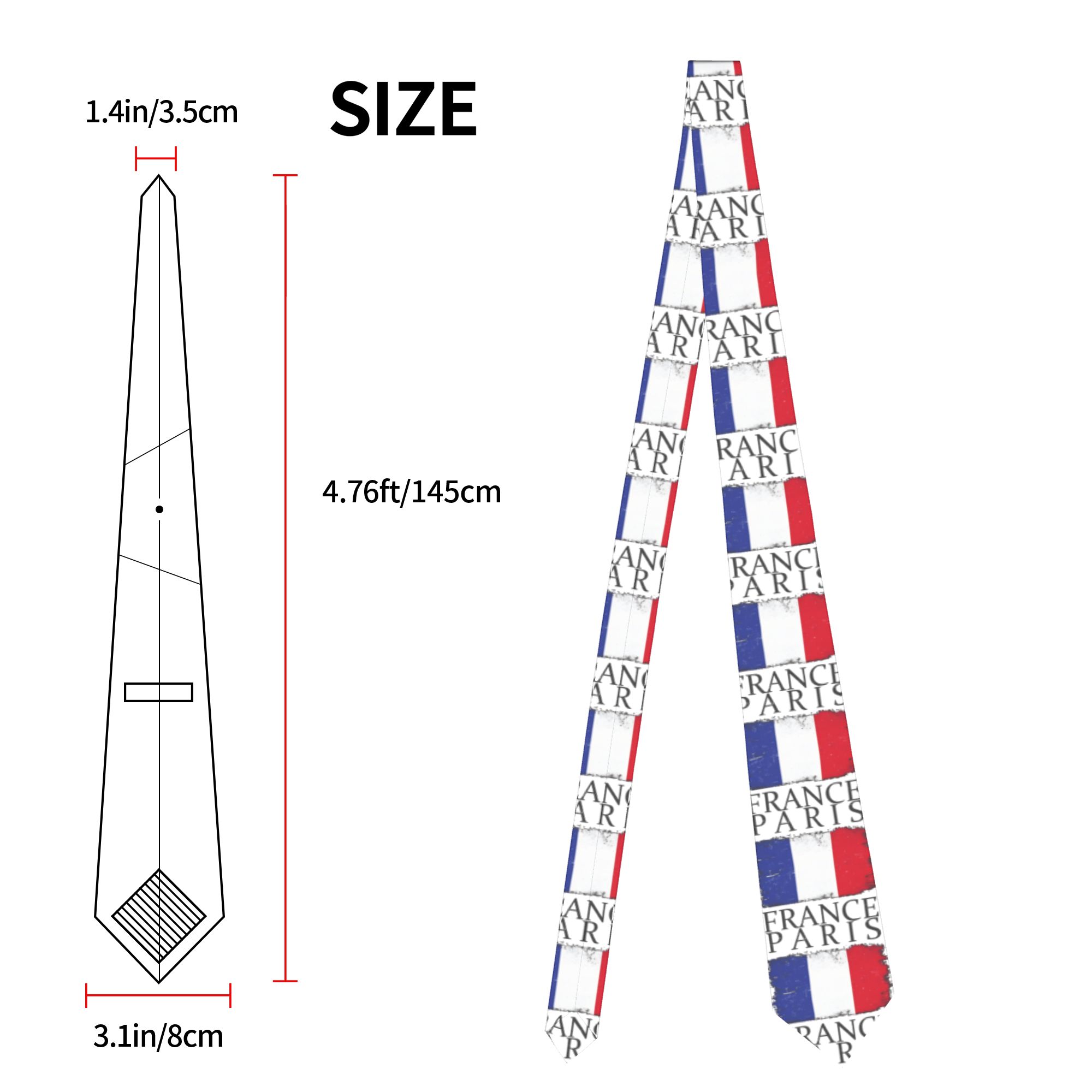 Męski krawat z flagą Francji,  – Men'S Accessories Paris recenzja i cena